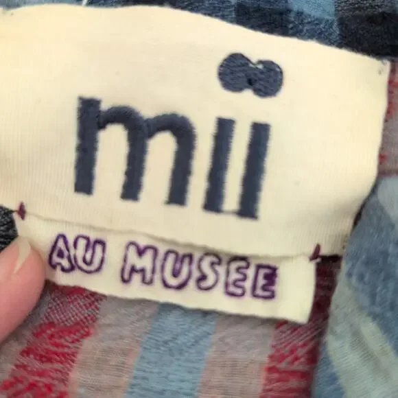 Mii au Musee Pixel Art Dress Womens XS Artsy Lagenlook Blue Red Wool India $480 - Picture 6 of 9